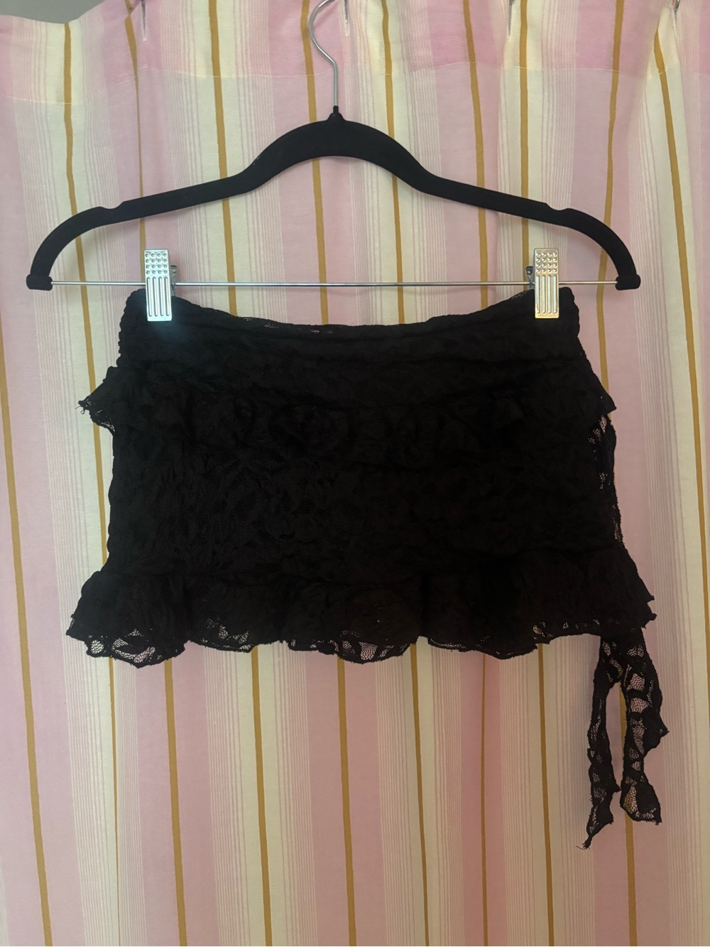 Black Lace Tiered Mini Skirt